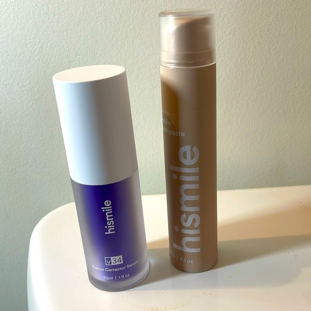 Hi smile v34 color correcting serum & Vanilla toothpaste